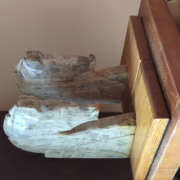 Other - Vintage Mid-century Hard carved stone, Marble, Onyx Horse Bookends 9in